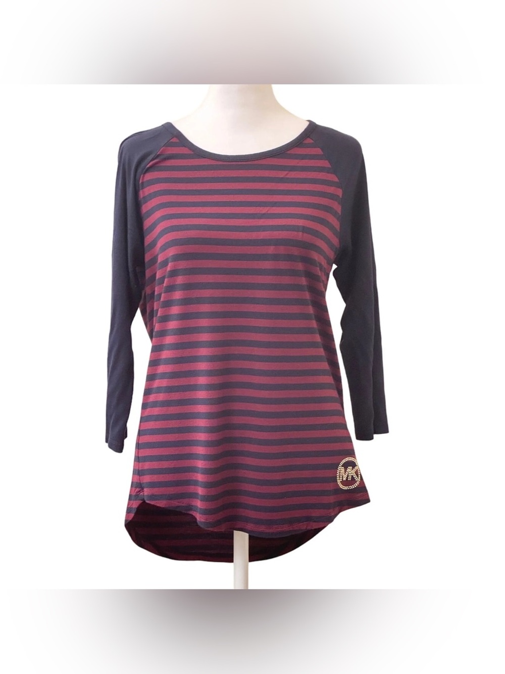 Michael Kors striped 3/4 sleeve top. Size L
